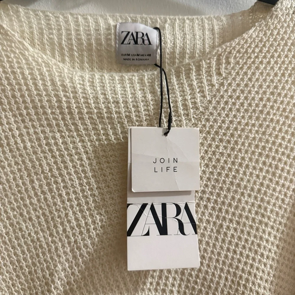 NWT Zara Beige Women's Crew Neck Sweater - Picture 4 of 5